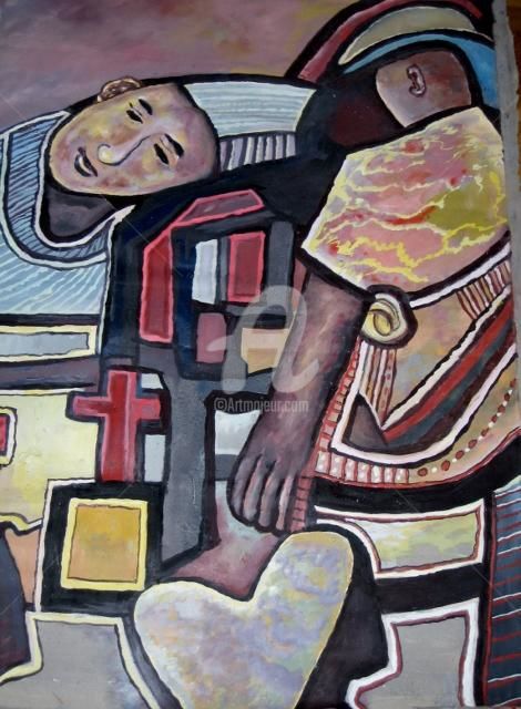 Peinture intitulée "Lamentations" par Armand Pascal Aniambossou, Œuvre d'art originale