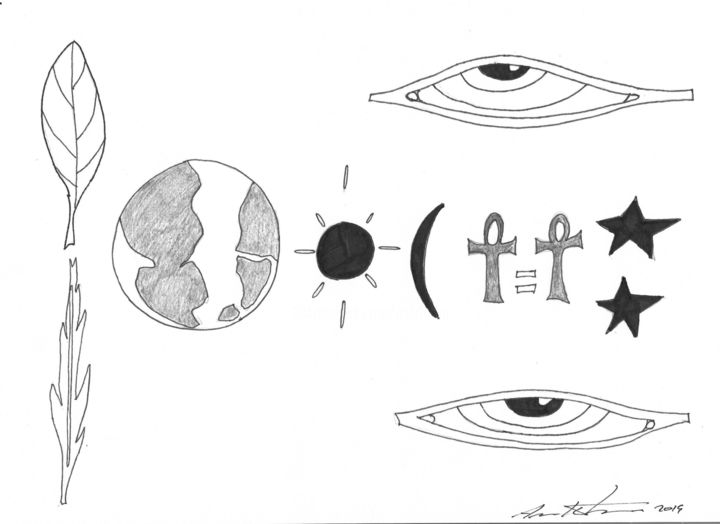Σχέδιο με τίτλο "L'équation" από Anik Fortin, Αυθεντικά έργα τέχνης, Μαρκαδόρος
