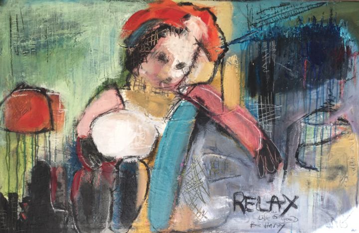 Peinture intitulée "Relax" par Amo, Œuvre d'art originale, Acrylique