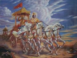 Pintura intitulada "Krishna Arjun Paint…" por Anil Das, Obras de arte originais