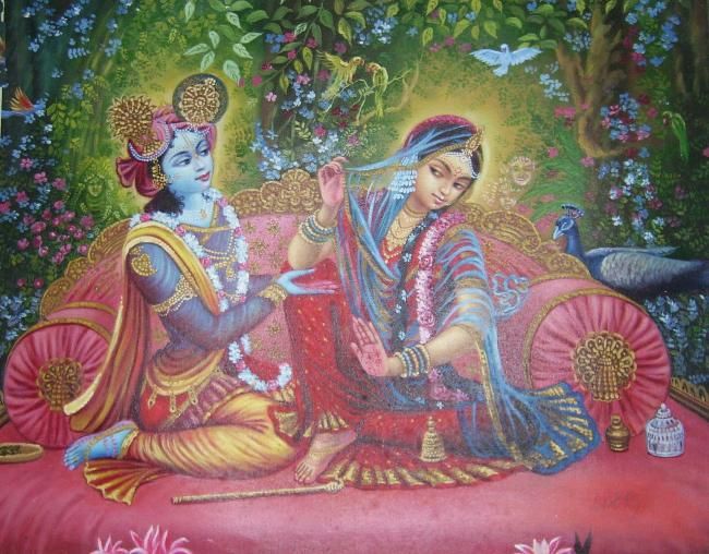 Pintura intitulada "Radha Krishna Paint…" por Anil Das, Obras de arte originais