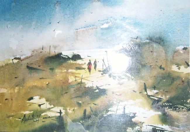 Картина под названием "Landscape-II" - Anil Das, Подлинное произведение искусства