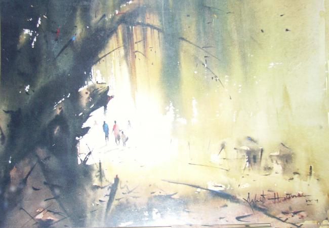Pittura intitolato "Landscape-III" da Anil Das, Opera d'arte originale