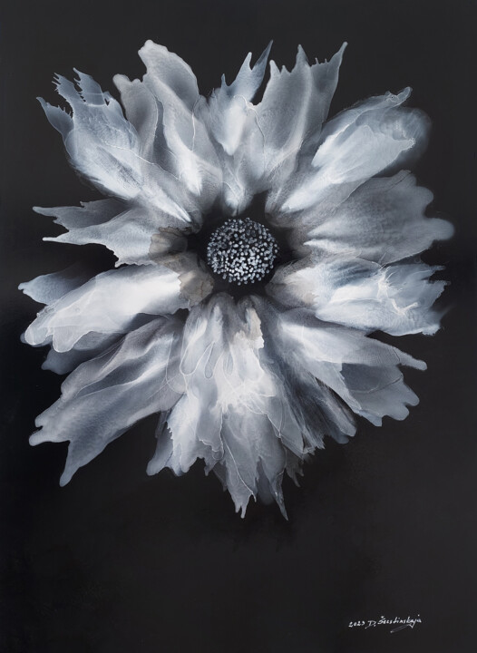 绘画 标题为“Flower I” 由Danguole Serstinskaja, 原创艺术品, 墨