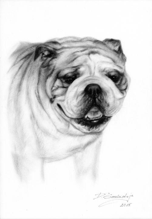 Peinture intitulée "English Bulldog" par Danguole Serstinskaja, Œuvre d'art originale