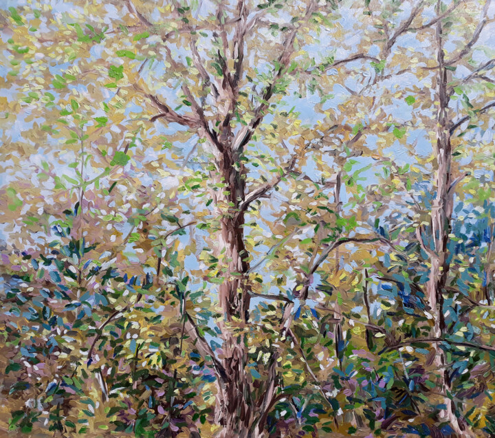 Painting titled "The Forest" by Animesh Roy, Original Artwork, Oil