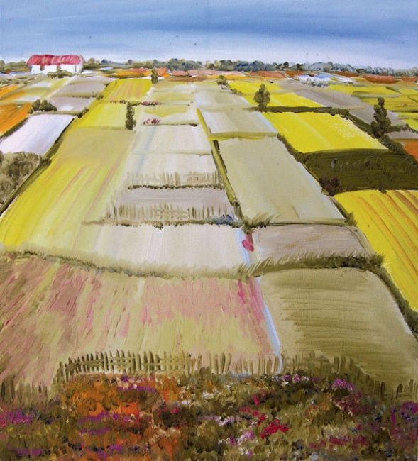 Painting titled "Fields 4" by Animesh Roy, Original Artwork