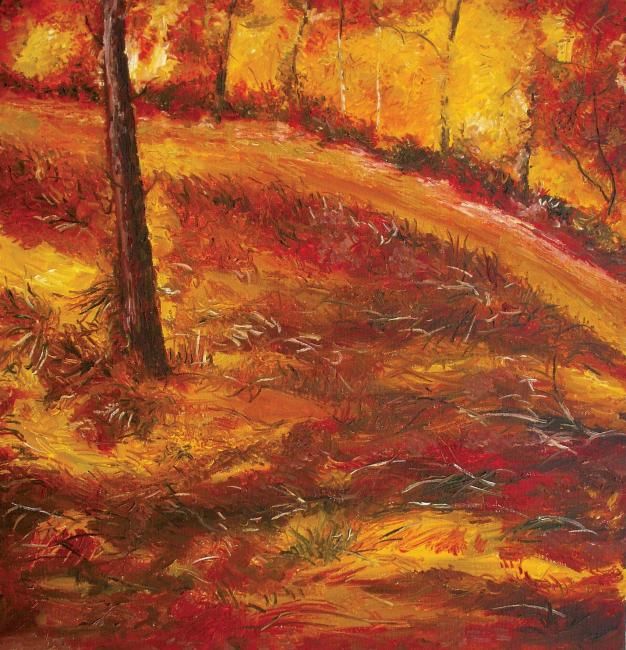 Картина под названием "Autumn_Landscape(wi…" - Animesh Roy, Подлинное произведение искусства