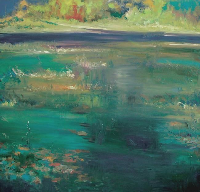 Schilderij getiteld "River_Banks_and_Mar…" door Animesh Roy, Origineel Kunstwerk