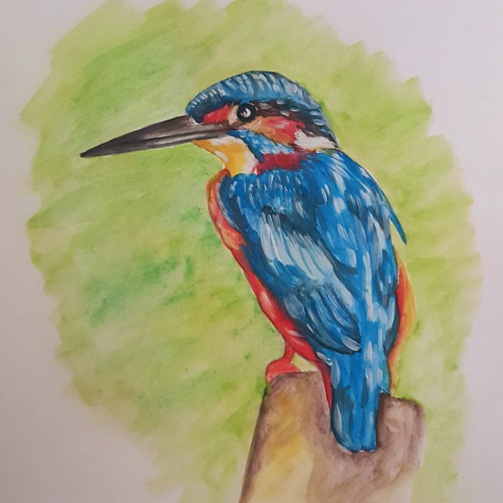 Painting titled "Blue bird" by Ana Isabel Neto, Original Art, Watercolor