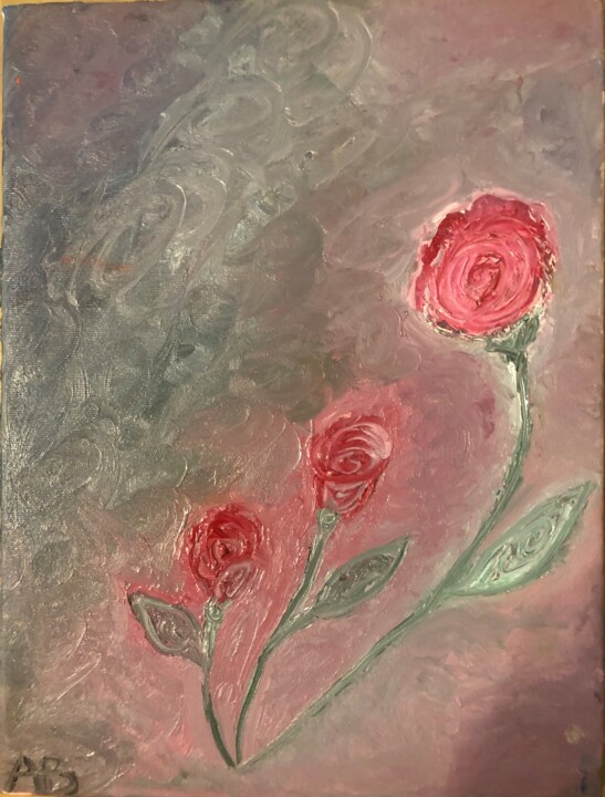 Pittura intitolato "Fleurs…" da Anissa Bousmina, Opera d'arte originale, Olio
