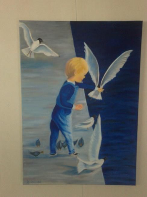 Peinture intitulée "l'enfant du leman" par Anissa Azzougui, Œuvre d'art originale