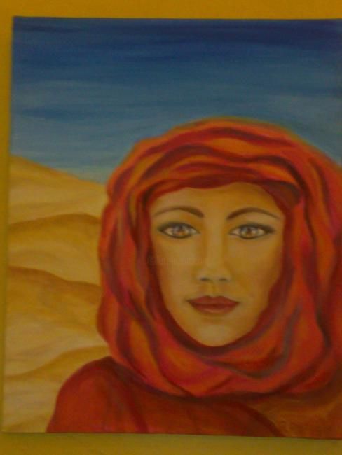 Peinture intitulée "le regard du désert" par Anissa Azzougui, Œuvre d'art originale