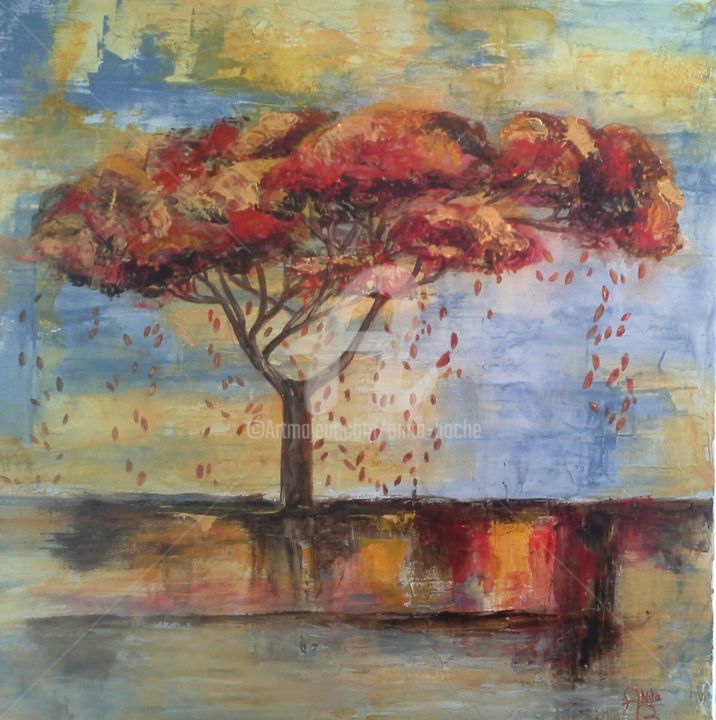 Pintura titulada "l automne" por Anita Boche, Obra de arte original, Acrílico