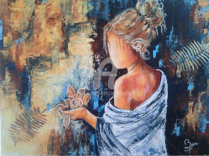 Painting titled "contemplation" by Anita Boche, Original Artwork, Acrylic