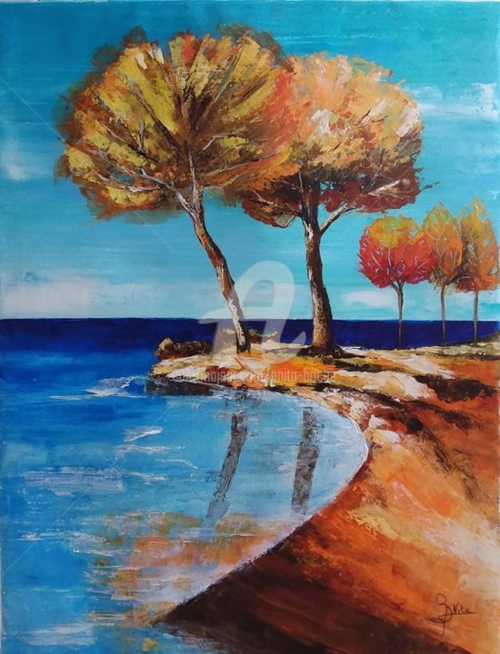 Painting titled "serenity" by Anita Boche, Original Artwork, Acrylic