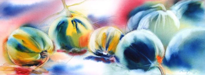 Peinture intitulée "Bowling" par Anita Bruzzo, Œuvre d'art originale, Aquarelle