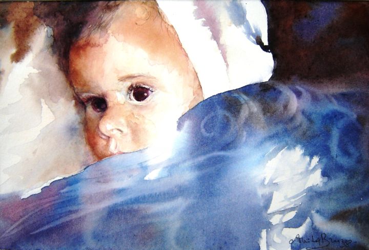 Peinture intitulée "Pas sommeil" par Anita Bruzzo, Œuvre d'art originale, Aquarelle