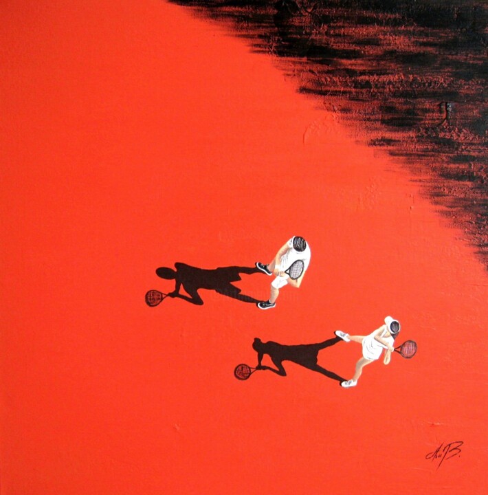 Peinture intitulée "Double on red clay" par Anita Burnaz, Œuvre d'art originale, Huile