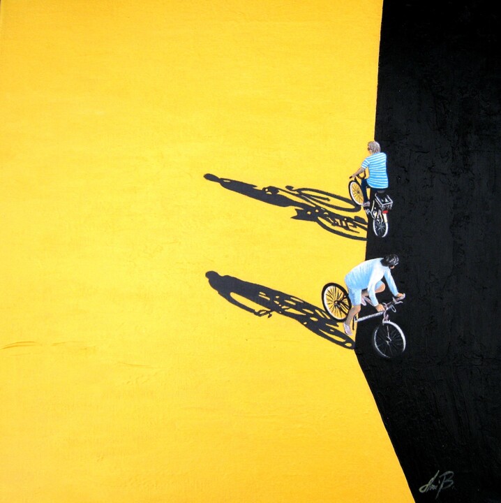 Malerei mit dem Titel "Yellow in City" von Anita Burnaz, Original-Kunstwerk, Öl