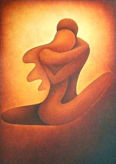 Painting titled "embrace" by Anita Burnaz, Original Artwork