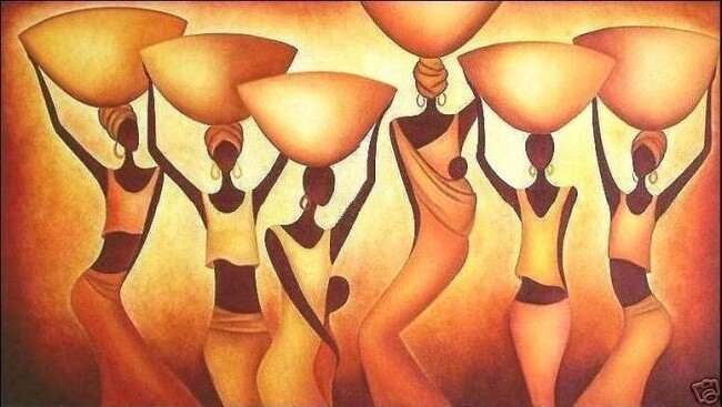 Pintura titulada "africana" por Anita Burnaz, Obra de arte original