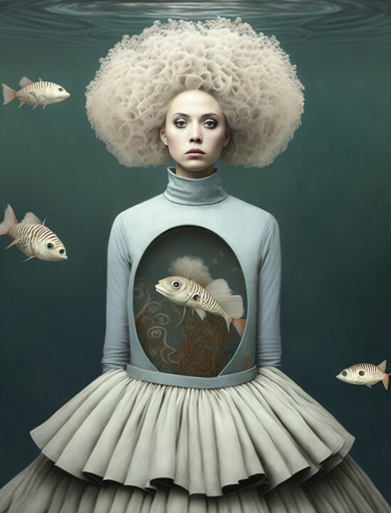 Digital Arts titled "Underwater Beauty 1" by Anita Kalmar, Original Artwork, AI generated image