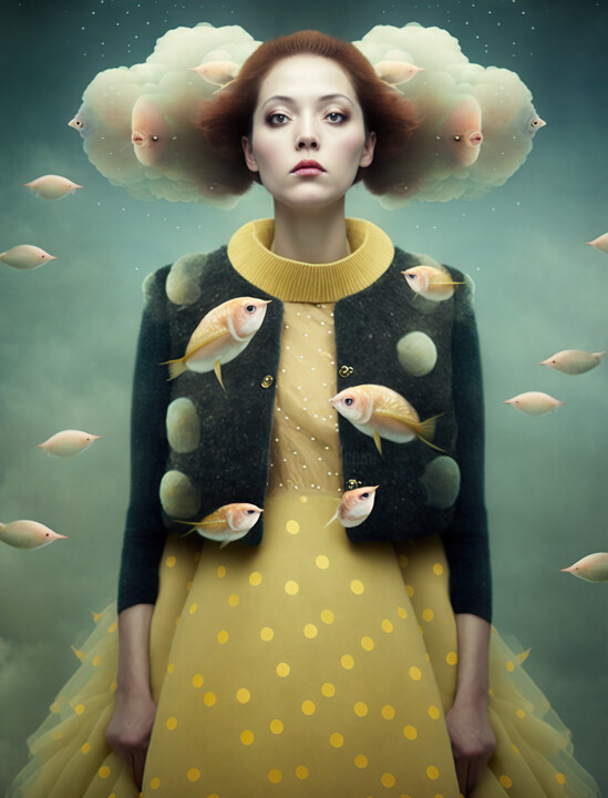Arte digitale intitolato "Underwater Beauty 3" da Anita Kalmar, Opera d'arte originale, Stampa digitale