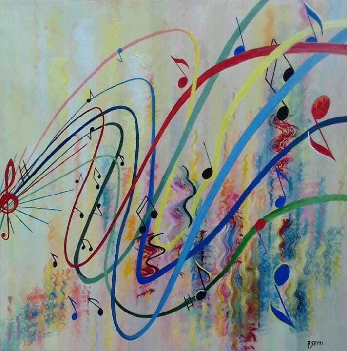 Painting titled "Vive la musique" by Anita Setti, Original Artwork, Oil