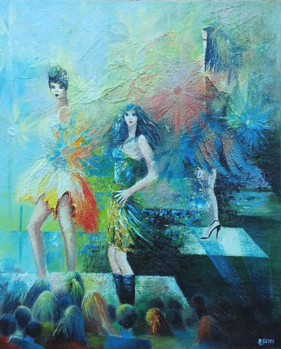 Painting titled "Les Danseuses" by Anita Setti, Original Artwork, Oil Mounted on Wood Stretcher frame