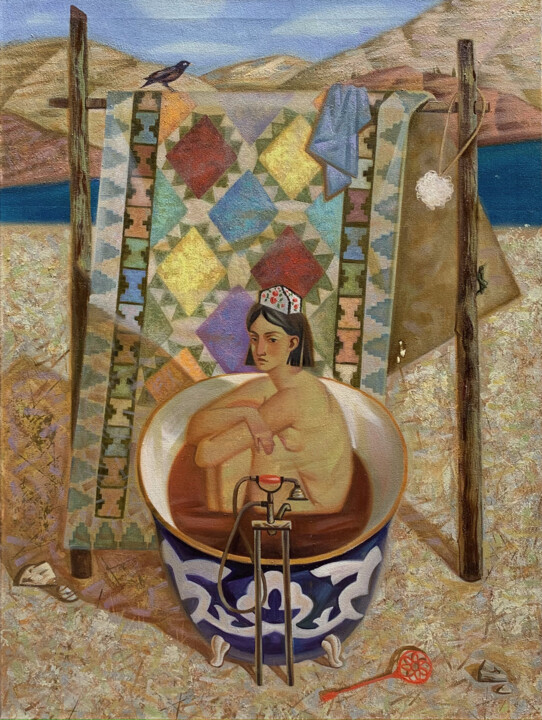 Pittura intitolato "Родное болото" da Anita Turadzhanova, Opera d'arte originale, Olio