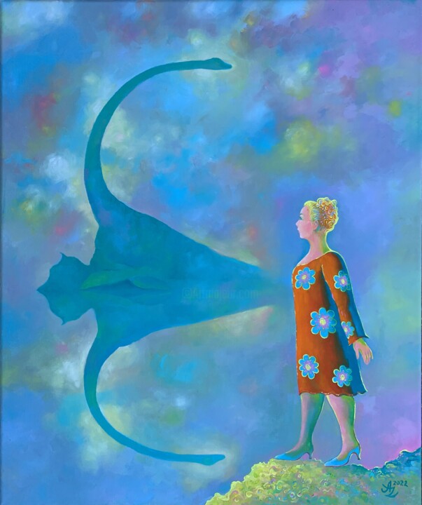 Painting titled "Loch Ness" by Anita Zotkina, Original Artwork, Oil