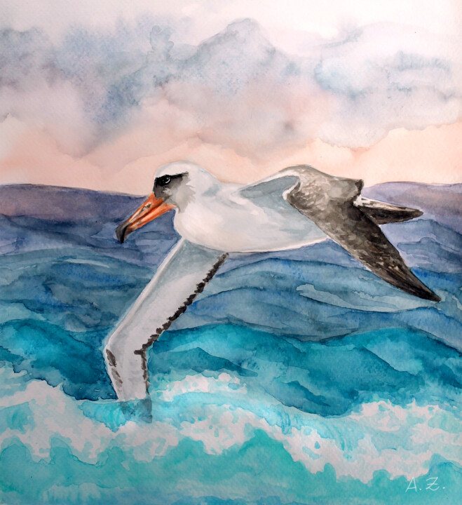 Картина под названием "Albatross" - Anna Zorina, Подлинное произведение искусства, Акварель