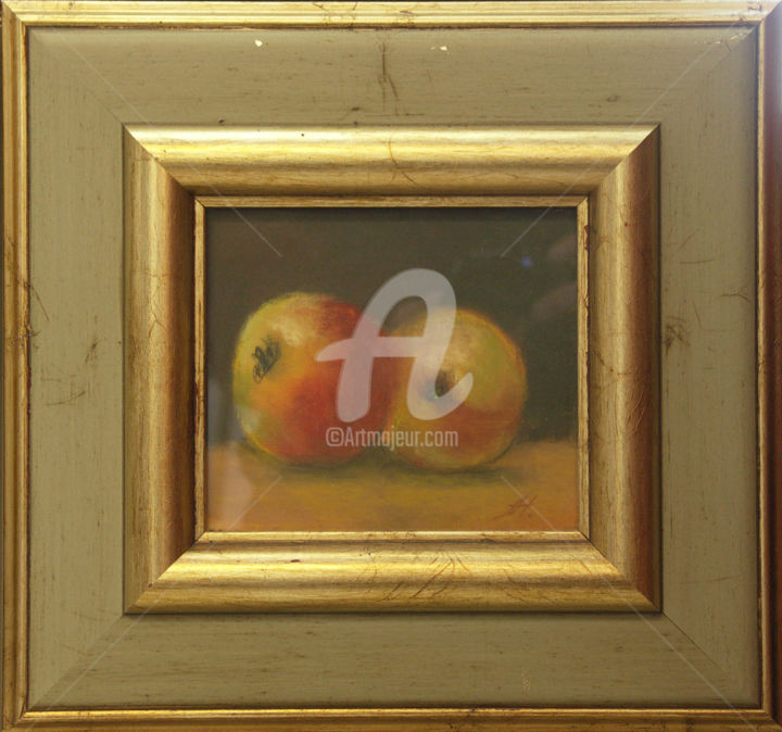 Painting titled "Two Apples" by Anja Huotari, Original Artwork, Oil