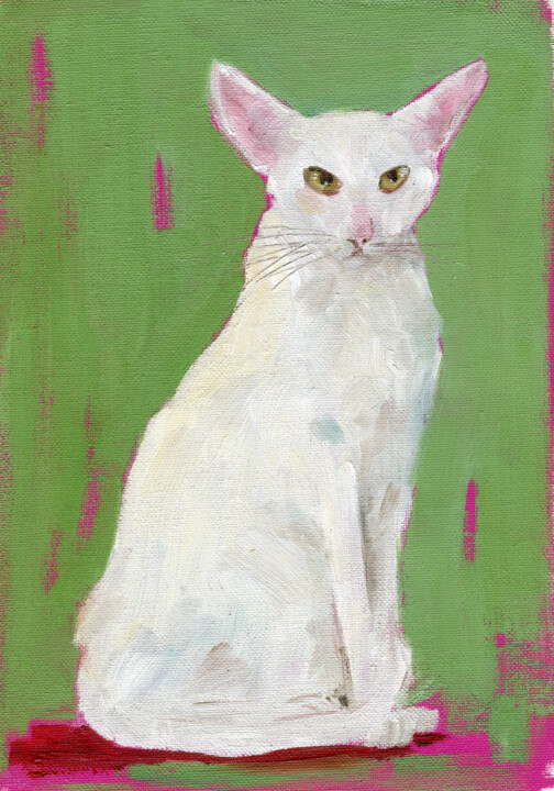 Malerei mit dem Titel "Cat 7" von Anja Rudko, Original-Kunstwerk, Öl