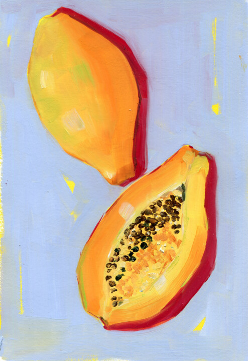 Painting titled "Papaya" by Anja Rudko, Original Artwork, Oil