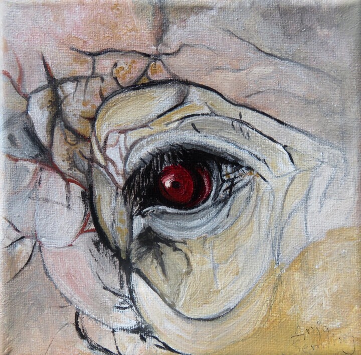 Painting titled "Elephant Eye I Elep…" by Anja Semling, Original Artwork, Acrylic