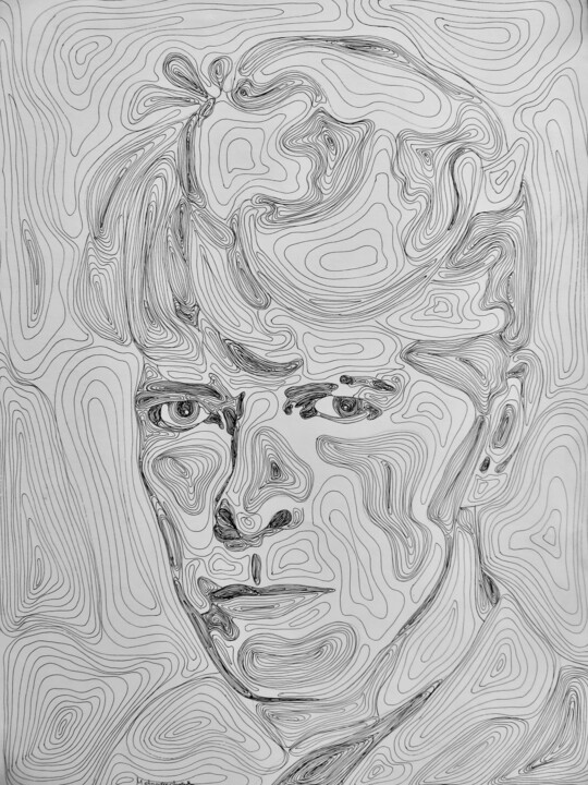 图画 标题为“Immortal Bowie” 由Anja Semling, 原创艺术品, 墨