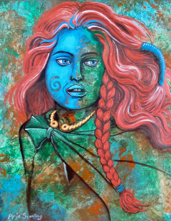 Картина под названием "Keltin Boudicca" - Anja Semling, Подлинное произведение искусства, Акрил Установлен на Деревянная рам…