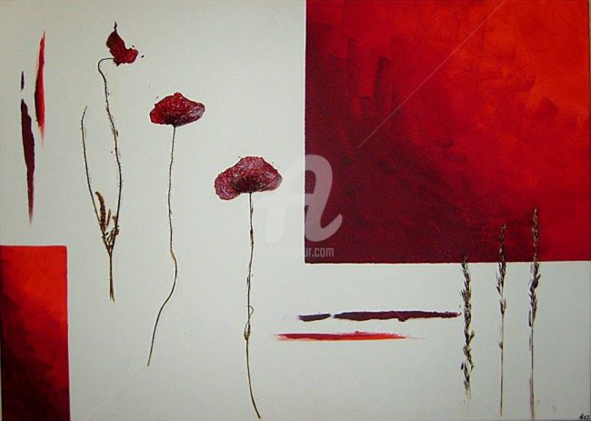 Peinture intitulée "Roter Mohn" par Anja Haschberger, Œuvre d'art originale