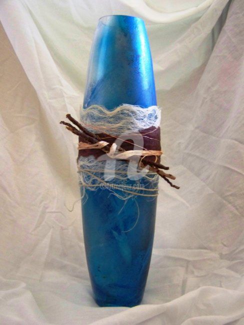 Skulptur mit dem Titel "Vase -Meeresglück-" von Anja Haschberger, Original-Kunstwerk