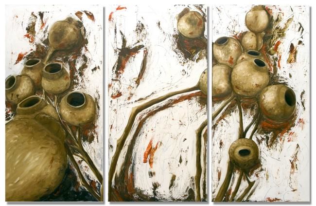 Painting titled "Die Flüsterer" by Anja König, Original Art, Oil