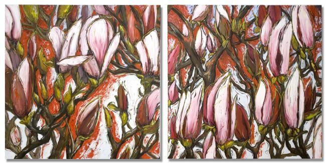 Peinture intitulée "Magnolia" par Anja König, Œuvre d'art originale, Huile