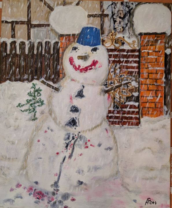 Картина под названием "Зима" - Anjelika, Подлинное произведение искусства, Акрил