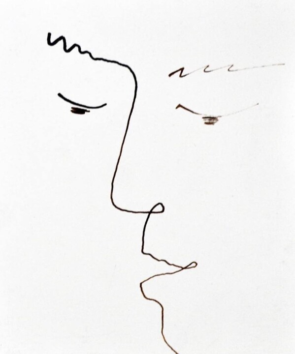 Dibujo titulada "автопортрет" por Anna Gnidkovskaia, Obra de arte original, Tinta