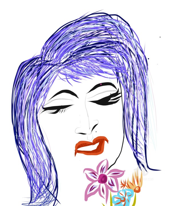 Digital Arts titled "Lady Lavender" by Ank, Original Artwork, Digital Painting