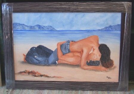 Картина под названием "Lovers on the beach" - Ankie, Подлинное произведение искусства