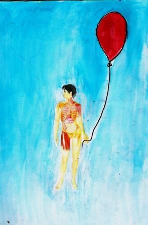 Painting titled "Ballon rouge" by An Lyne, Original Artwork