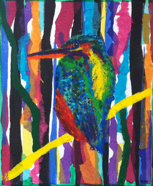 Collages titled "Kingfisher" by Ann Buyse, Original Artwork