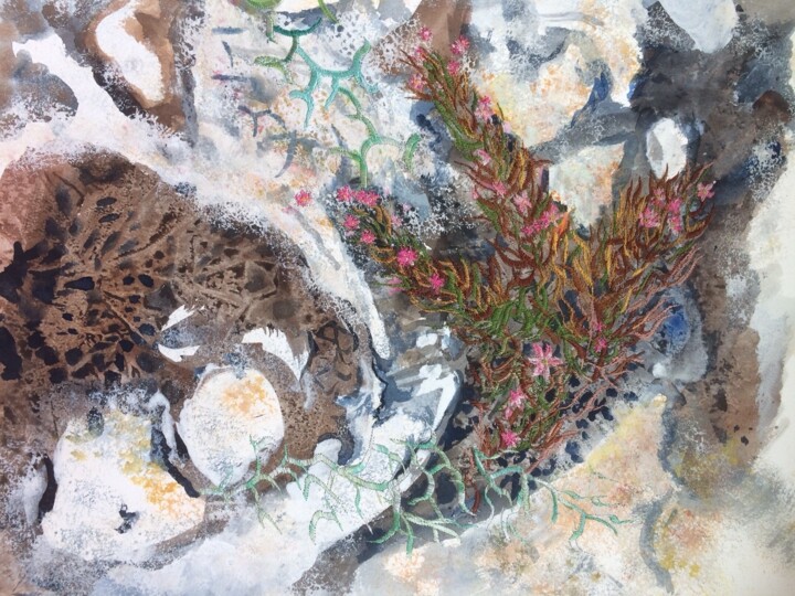 Peinture intitulée "Cracks in the rock" par Ann Dunbar, Œuvre d'art originale, Aquarelle Monté sur Carton